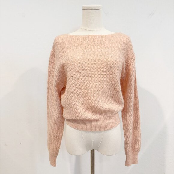 Lola Wool Alpaca Blend Boatneck Pullover Ribbed Knit Sweater Winter Pink Medium - Picture 1 of 6